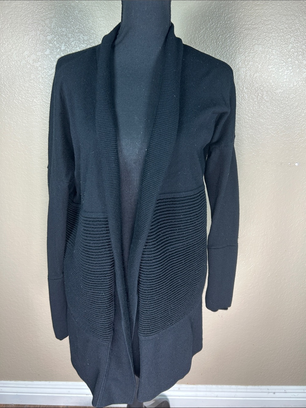 Lululemon Black Open Front Knit Cardigan Sweater Estimated Large